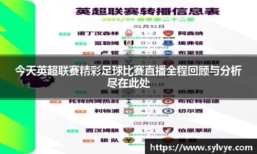 今天英超联赛精彩足球比赛直播全程回顾与分析尽在此处