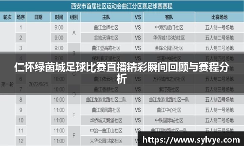 仁怀绿茵城足球比赛直播精彩瞬间回顾与赛程分析